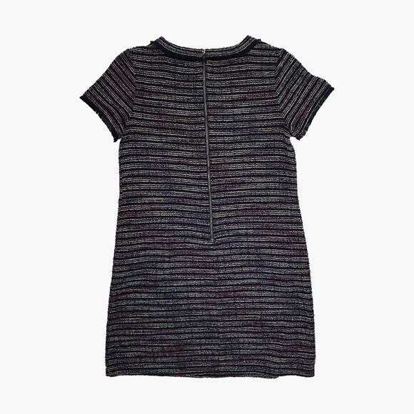 LOFT Women's Navy Blue/Rainbow Striped Tweed Shift Dress (Multi-Color | Size OP) - Picture 3 of 5